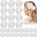 Waydress 30 Packs 2.8 Inch 4 Inch Flower Hair Clip Rose Hair Accessories Floral Hairpin Brooch Flowers Pin Brooch for Bridal Headpiece Accessories Wedding (White)
