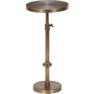 Kate and Laurel Engles Traditional Adjustable-Height Pedestal Drink Table; 10 x 10 x 30; Antique Brass; Vintage Round Indoor Metal Plant Stand with Embossed Sunburst Pattern (Gold)