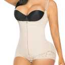 YIANNA Fajas Colombianas Shapewear for Women Tummy Control Postpartum Body Shaper Post Surgery Compression Garment Bodysuit, YA7200-Beige-M