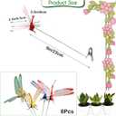 8 Pack Dragonfly Clip, 3D Dragonfly Garden Stakes Decor, Garden Decor with Sticks Plastic Dragonfly Decoy Stakes Decoration Ornaments Accessory for Gardening Patio Yard