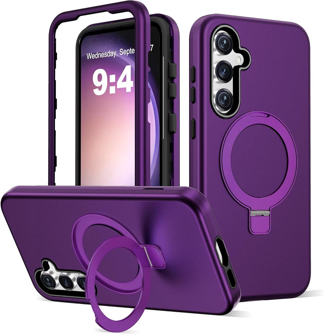 Designed for Samsung Galaxy S23 Plus Case with Magnetic Ring Stand [Compatible with Mag-Safe][Military Grade Drop Protection][Build in Kickstand] Shockproof S23 Plus Phone Case 6.6",Purple