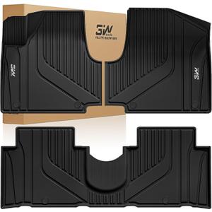 3W Floor Mats Fit Hyundai Ioniq 5 2022-2024 2025 (Only for Movable Console), TPE All Weather Custom Fit Floor Liner for Hyundai Ioniq 5 1st and 2nd Row Full Set Car Liners, Black