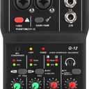 XTUGA USB Audio Interface for PC,Interface for Recording Music Computer Recording Audio Interface XLR with 3.55m Microphone Jack, USB Sound Card for Recording Studio, Ultra-low Latency Plug&Play, Q-12
