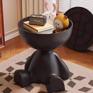 Side Table, Circle Coffee Tables, Sofa Table Nightstand, Small End Tables Accent Balcony Office, Modern Bedside Home Decor for Living Room, Bedroom, Small Spaces, Easy Assembly (Black)