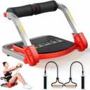 Ab Trainer/Crunch Machine, Ab Workout Equipment, 4 Adjustable Resistance, Ab Machine for Stomach Workout, 350 LBS Weight Capacity, Automatic Rebound, Ab Core Machine,Fitness Equipment for Home (Red)