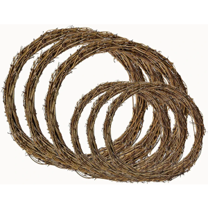 6pcs Natural Grapevine Wreath Rings Rattan Vine Branch Wreath Hoop for Christmas Ornament DIY Craft Christmas Easter Holiday Decoration Seasonal Decors (3pcs 25cm+3pcs 35cm)