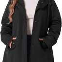 Agnes Orinda Plus Size Coat for Women Faux Lamb Fur Leather Button Down Long Sleeve Hoodie Jacket Outerwear with Pockets (3X, Black)
