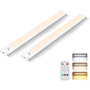 8 Inch Under Cabinet Lighting with Remote, 2 Pack Rechargeable Motion Sensor Light for Kitchen, Pantry, Stairs, USB Wireless Indoor Closet Lights, 3 Color & 5 Level Dimmable