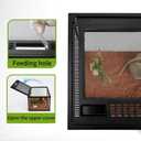 Reptile Glass Tank 16"x11"x9" Terrarium with Top Opening and Screen Ventilation for Leopard Gecko,Lizard,Hermit Crab,Snake,Spider,Frog,Bearded Dragon,Turtle with Feeding Tongs