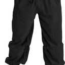 Mens Pirate Linen Pants Medieval Viking Navigator Costume Trousers Renaissance Lace Up Cosplay Pants (Large, Black)