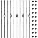 10 Pack Staircase Balusters, 1/2" x 44" Hollow Single Basket and Double Twist Iron Balusters for Staircase Indoorwith 20 Swivel Shoes