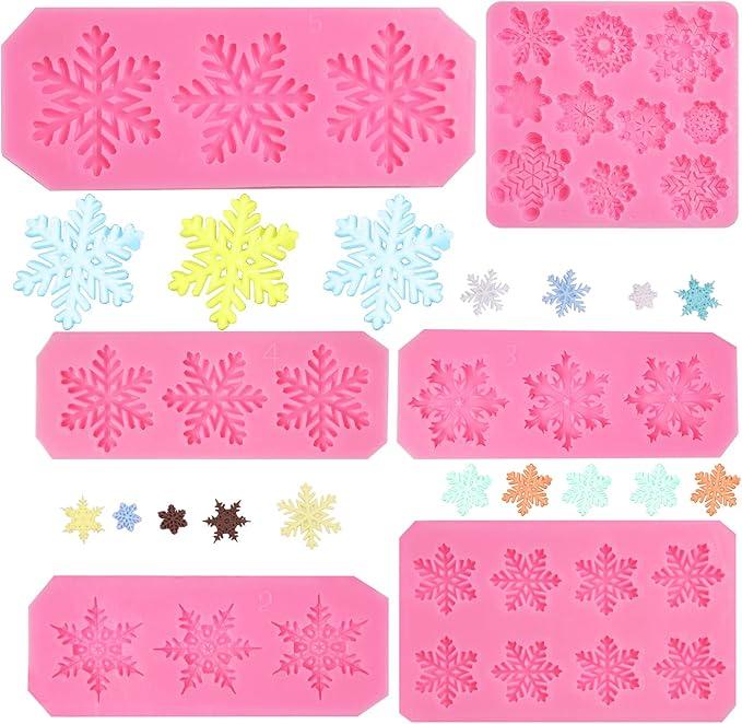 Snowflake Silicone Mold Winter Snowflake Fondant Chocolate Candy Baking Molds for Christmas Xmas Cake Cupcake Decoration Polymer Clay
