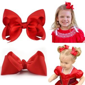 CLLOT 4.5" Hair Bows Alligator Clips Grosgrain Ribbon Girls Bows Hair Accessories for Girls Toddlers Kids and Teens