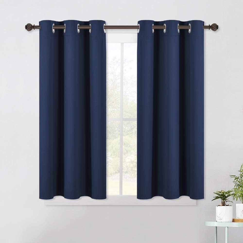 NICETOWN Blackout Draperies Curtains, All Season Thermal Insulated Solid Grommet Top Blackout Curtains/Drapes for Kid's Room (Navy, 1 Pair, 42 x 45 Inch)