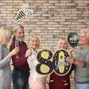 Happy 80th Birthday Decorations for Men Outdoor 80th Birthday Yard Signs with Stakes Black and Gold 80 Birthday Lawn Decor for Women Set of 8