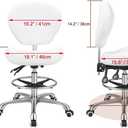 Kaleurrier Adjustable Height Drafting Stool Drafting Chair with Backrest & Foot Rest,Swivel Rolling Stools for Work Studio Dental Office Salon Kitchen Counter Tall Home Desk Chairs (White), 25.2D x 25.2W x 41H in