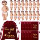 16 Sets Baby Jesus Figurine Statue Mini Baby Jesus in Velvet Bag Christmas Figurine Religious Xmas Party Supply True Gift of Christmas Nino Dios Nativity 1.97 Inch