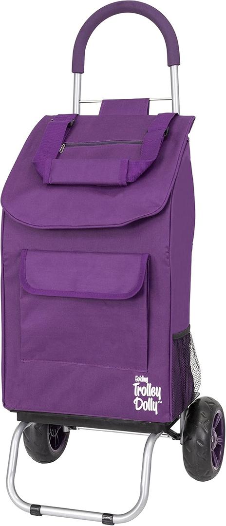 dbest products Trolley Dolly Purple Foldable Shopping cart for Groceries with Wheels and Removable Bag and Rolling Personal Handtruck Standard, 1 unit