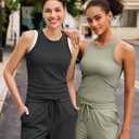 G4Free Workout Tank Tops for Women Slim Fitted Racerback Ribbed Athletic Gym Yoga Tanks Summer Casual (Black, XL)