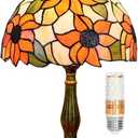 Tiffany Lamp Stained Glass Lamp Sunflower Yellow Bedroom Table Lamp Reading Desk Light for Bedside Living Room Office Dormitory Dining Room Decorate Gift 12x12x18 Include Light Bulb