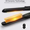 Terviiix 1/2 Inch Flat Iron for Short Hair, Small Hair Straightener and Curler 2-in-1 for Pixie Cuts & Touch-Ups, Rounded Edge Mini Flat Iron for Men and Women, Dual Voltage Travel-Friendly