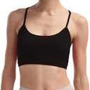 Womens Adjustable Spaghetti Strap Sports Bra Scoop Neck Yoga Crop Top Wireless Padded Workout Bra for Pilates Daily Wear (XL)