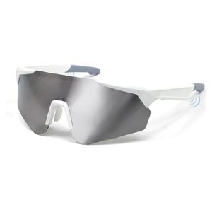 Polarized Bluetooth Sunglasses for Men,Sport Smart Glasses for Women with Open Ear Music Speakers,Built-in Mic,UV Protection Running Baseball Sunglasses, Cycling Glasses(Silver)