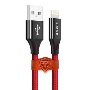 AGVEE 15ft Extra Long Charger for iPhone, Braided Lightning Cable, Heavy Duty Fast Charging Cord, End Tip Unbreakable for iPhone 11 Pro Max X XS XR, 10 8 7 6 6S, Case Friendly, Red