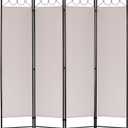 FDW 4 Panel Room Divider and Folding Portable Partition Screen, 6FT Wall Divider Screen for Dorm Bedroom Office, Sand