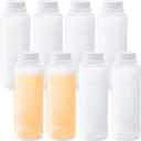 Honeydak 8 Pcs 16oz/500ml Plastic Bottles with Caps Wide Mouth Reagent Bottle with Lids Graduated Food Laboratory Hdpe Chemical Containers for Water Liquid Sample Medicine Storage