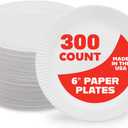 Hygloss Products Paper Plates - Uncoated White Plate - Use for Foodware, Events, Activities, Crafts Projects and More - Environmentally Friendly - Recyclable and Disposable - 6-Inches - 300 Pack
