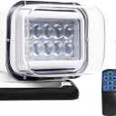 Remote Control Marine LED Searchlight for Boat Truck, 12V 24V 8 Inch Hunting Search Spotlight with 360 Rotating, Waterproof 50W 5000lm LED Spot Light for Off-Road, ATV, SUV, 6 Strong Magnets Built-in