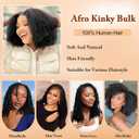 Afro Kinky-curly Human Hair Bulk for Twist Hair Extensions Real Human Hair for Dreadlocks/Locs Repair Twist and Braid Crochet Human Braiding Hair Bundles Natural Black 12 Inch 40g
