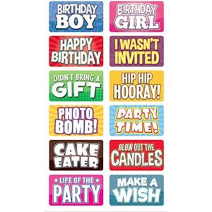 KING PROPS Premium Multicolor Photo Booth Props Kit English Letter Perfect Water Proof Perfect 18th, 30th, 40th, 50th Birthday Celebrations Parties Decorations and More, Double Sided 6 Count