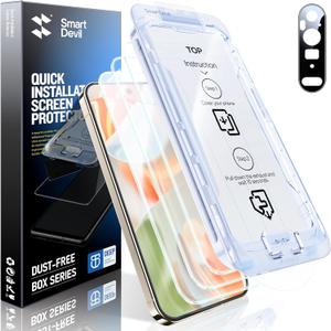 SMARTDEVIL [3+1 Pack Screen Protector For Google Pixel 9 Pro XL With Camera Lens Protector, FingerPrint Reader Compatible, Clear 9H Tempered Glass Film, Fast & Easy Installation, Alignment Frame