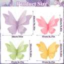 SUNBEAUTY Butterfly Party Decorations, 3D Paper Butterfly Decoration, Hanging Paper Butterfly for Baby Shower Decorations Girls, Women, Paper Flowers for Wall Decoration, Set of 4
