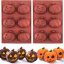 Halloween Molds Silicone for Hot Chocolate Bomb, 2 Pcs 6-Cavity Pumpkin Hot Cocoa Bomb Mold for Thanksgiving Friendsgiving Fall Baking, Hot Cocoa Bomb, Cake, Jelly