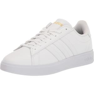 adidas Women's Grand Court 2.0 Tennis Shoe (9, White/White/Gold Metallic)