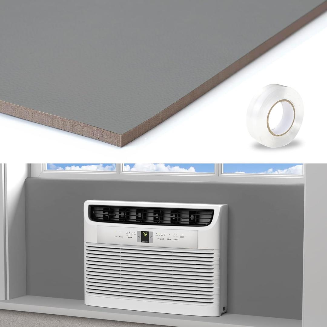 LBG Products Window Air Conditioner Side Panels,Full Surround AC Foam Panel for Indoor Window AC Units,Summer and Winter Window Seal Cover (Grey)39" x 17"