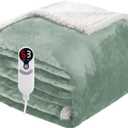 Electric Heated Blanket Full Size 72"x84", Soft Flannel with Overheat Protection, 9 Adjustable Heat Settings & 10-Hour Auto-Off Timer, Fast Heating for Winter Comfort, Light Green