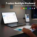 Trackpad Keyboard Case for Galaxy Tab S11 11 inch (SM-X730/SM-X736B), 7 Color Backlit, Magnetic Detachable Wireless Keyboard Leather Cover with S Pen Holder for Galaxy Tab S11 2025, Black