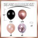 HILAVO Rose Gold and Black Balloons, 12Inch Metallic Rose Gold and Confetti Latex Balloons for Girls Women Birthday Graduation Baby Bridal Shower Party Decorations