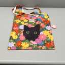 Cloth Tote Bag for Women - Reusable Tote with Pocket & Buckle Cute Retro Design Ladies Cotton Printed Shoulder Bag