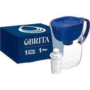 Brita Large Water Filter Pitcher for Tap and Drinking Water with SmartLight Change Indicator, Includes 1 Standard Filter, BPA-Free, Lasts 2 Months, 10-Cup Capacity, Mazarine Blue