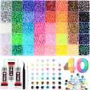 Zefy 40000 Pcs Resin Jelly Rhinestones for Bedazzling, 40 Colors 3mm Flatback Gems for Crafting, Bedazzling Kit with 3Pcs B7000 Glue for Clothing Shoes Nail Book Diamond Art