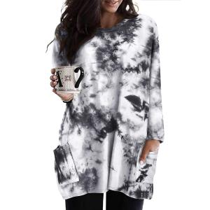 TIYOMI Plus Size Women's Tie Dye Shirts 2X Crewneck Fall Long Tops Long Sleeve T Shirts Tunic Tops Loose Fit Spring Winter Sweatshirts 2XL 18W 20W (XXL)
