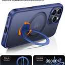 360 Rotatable Magnetic Stand for iPhone 16 pro max Case Compatible with Magnetic 16FT Military Drop Protection, Anti-Scratch/Fingerprint Shockproof iPhone 16 pro max Phone Case(Matte-Blue)