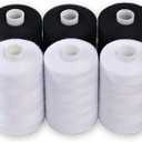 Black & White Sewing Thread - 6 Spools of Polyester Thread for Sewing Machine for Beginners, Hand Stitching & Quilting - 1000 Yards Per Spool