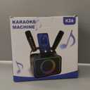 Karaoke Machine,Portable Bluetooth Speaker with 2 Wireless Microphone for Adults & Kids with LED Lights, Karaoke Microphone with PA System Supports USB/TF/AUX,Gift for Party (Black)