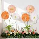 6 Pcs 6.1ft Giant Artificial Flowers for Decoration Large Paper Standing Huge Handcrafted Fake Jumbo Flowers Decoration for Garden Birthday Party Wedding Props Festival Shop Window Display